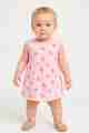 Newborn Baby Girl Sleeveless Pink Cotton Dress with Bird Print