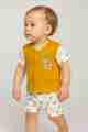 Baby Boy 2-Piece Animal Print Co-ord Set – Mustard Vest & Cream Shorts(size-S)