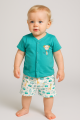 Baby Outfit with Animal and Vehicle Print Shorts multiple colours(size-S)