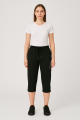  Maroon Track Capri with Drawstring Waist and Side Detail Hanging on a Hanger.