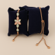Floral Crystal Bracelet Trio Pastel Gemstones Adjustable Gold Chain Elegant Velvet Display Luxurious Accessory for Special Occasions Lightweight Comfortable Glamorous Look