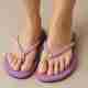 Giossoft Women's Lilac Flip-Flops with Rhinestone Straps