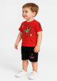 Toddler Boys' Spider Print T-Shirt & Shorts Set – Superhero-Inspired Summer Outfit | Red & Black Combo for Playtime Fun { Size 16 }