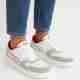 Modern Low-Top Sneakers with Red Accents ( White & Red )