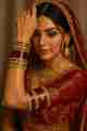 Maroon and Golden Bridal Chura Set - Traditional Punjabi Wedding Bangles ( Size 2.8 )