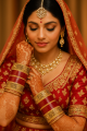 Auspicious Maroon & Gold Wedding Chura: This traditional bangle set represents marital bliss and the joyous journey of a Punjabi bride. ( Size 2.8 )