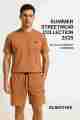Unisex Summer Co-ord Set – Casual T-shirt & Shorts in Terracotta(size-XL)