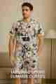 Men's Abstract Print Co-ord Set - Summer Shirt and Shorts