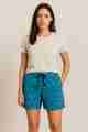Women's Casual Black Drawstring Shorts with Abstract Print