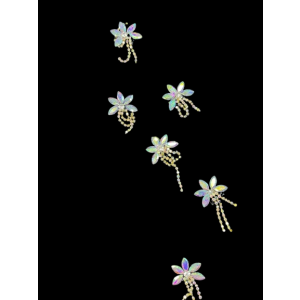 "Radiant Floral Crystal Hair Pins: Iridescent Petal Design with Dangling Charms for Weddings, Parties, and Festive Looks – Add Sparkle to Your Hairstyle with Elegance"