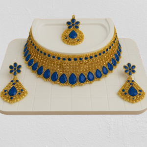 Elegant Blue Stone Necklace Set