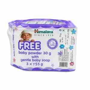 Himalaya Gentle Baby Soap Combo – 3 x 75g Soaps + Free Baby Powder 30g | Mild & Nourishing Baby Care Pack