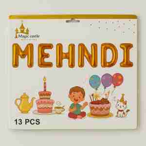 Gold "MEHNDI" Balloon Banner Set