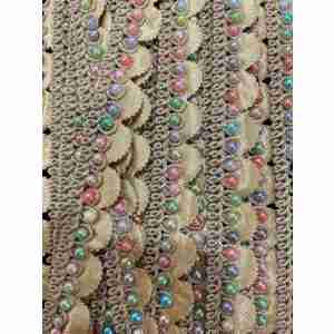  Moti Lace Border for Sewing, Decoration & Crafts | Elegant Pearl Trim Lace for Sarees, Lehengas, Dresses, and DIY Projects 9 meter