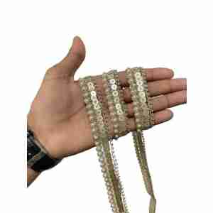 Women's Heavy Lace Border for Saree Decoration Trim, Embroidered (2 cm Wide, 9 Meter Long, Net Material) (Gold)